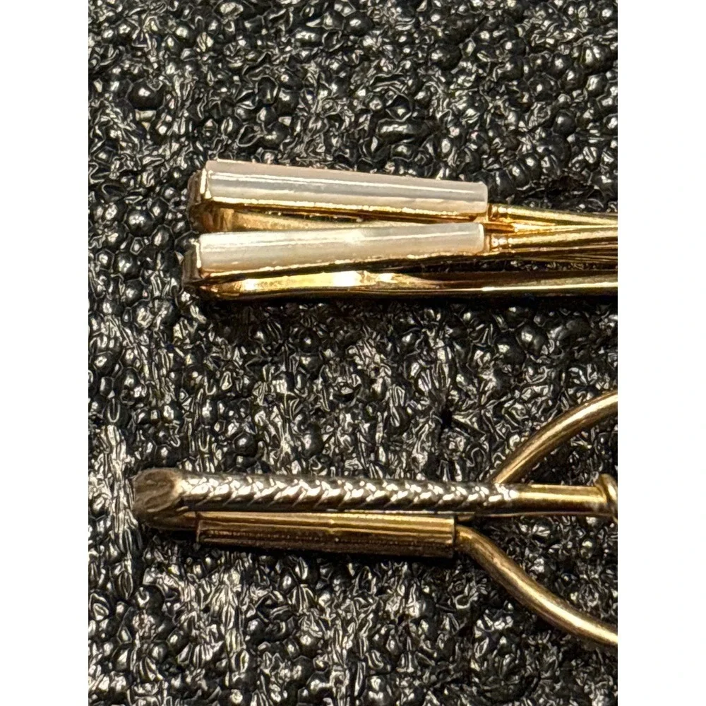 VTG Swank Tie Clip Lot Golf Clubs Fishing Rod Gold Tone‎ dad grandpa retirement